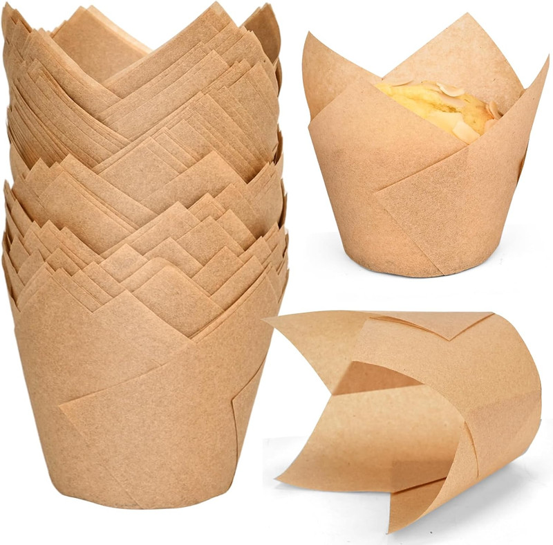 100Pcs Extra Large Size Tulip Cupcake Liners for Baking Cups, Food Grade