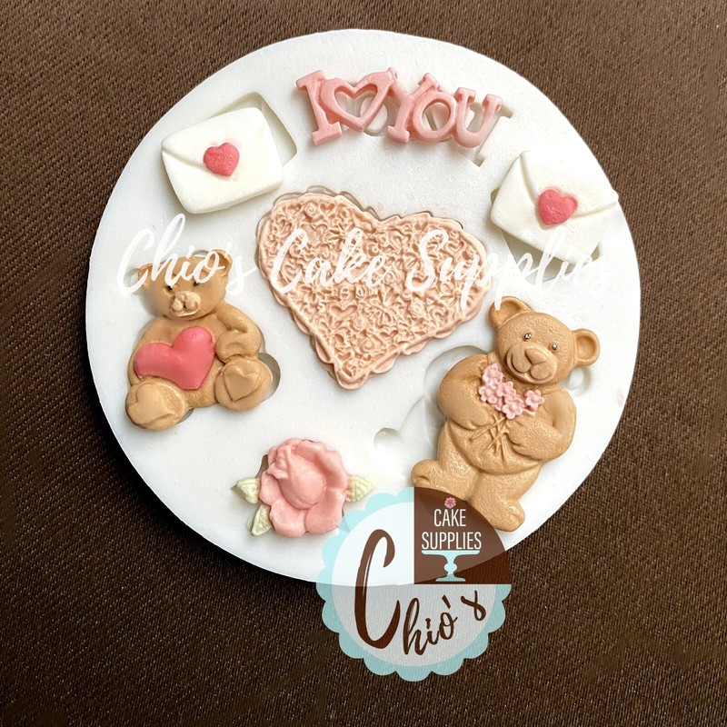 I Love You, Teddy Bear, Heart Silicone Mold