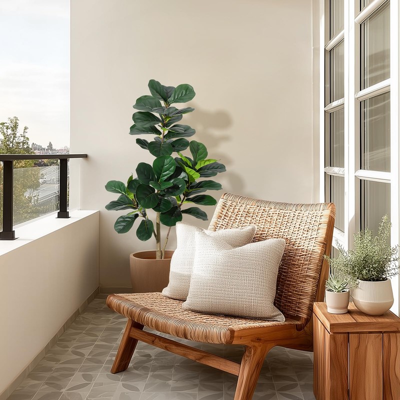Garveehome 4 Ft Fiddle Leaf Fig Tree Artificial 48 - Ficus Lyrata Trees In gallery