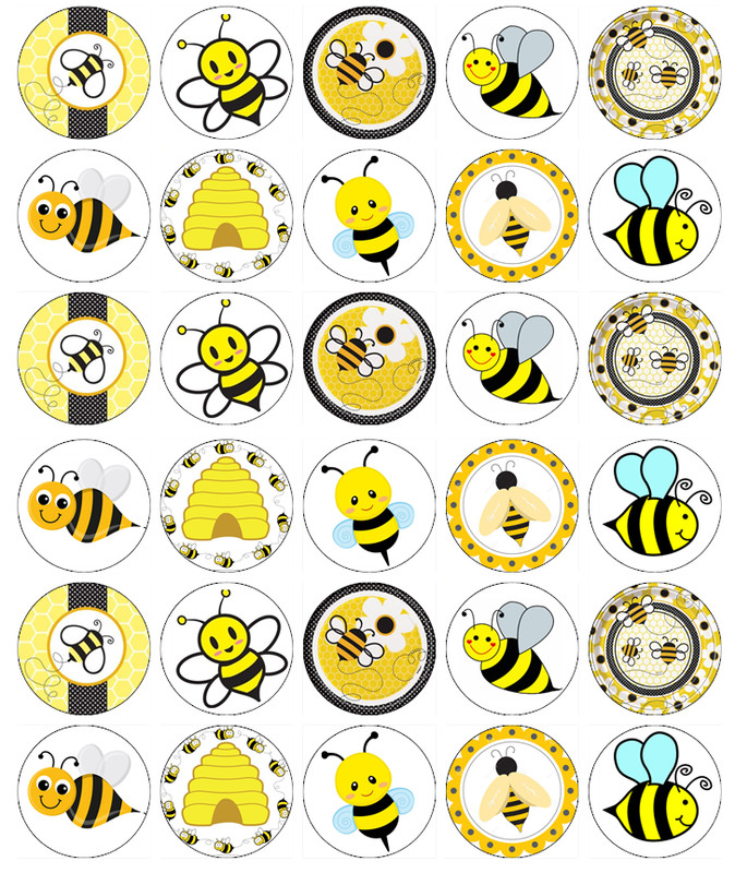 30x Bumble Bees Insects Cupcake Toppers Edible Wafer Paper Fairy Cake Toppers
