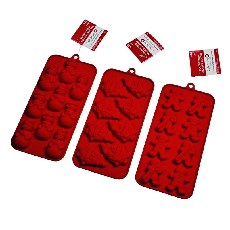 Celebrate it Christmas Silicone Candy Molds Bakeware Snowman Gingerbread Tree