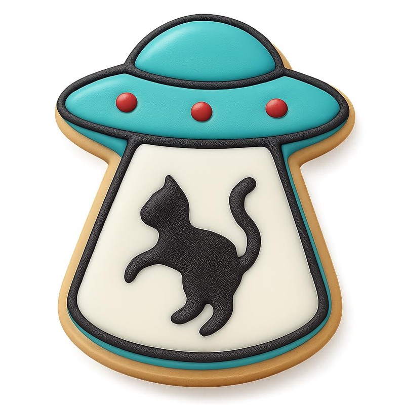 UFO Abduct Cat Silhouette Cookie Cutter & Stamp, Fondant & Clay – 4×3.5