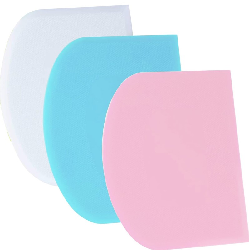 Dough Scraper Bench Scraper – 3P 9.5×6.1″ Plastic Flexible Bowl Scraper, Shar…