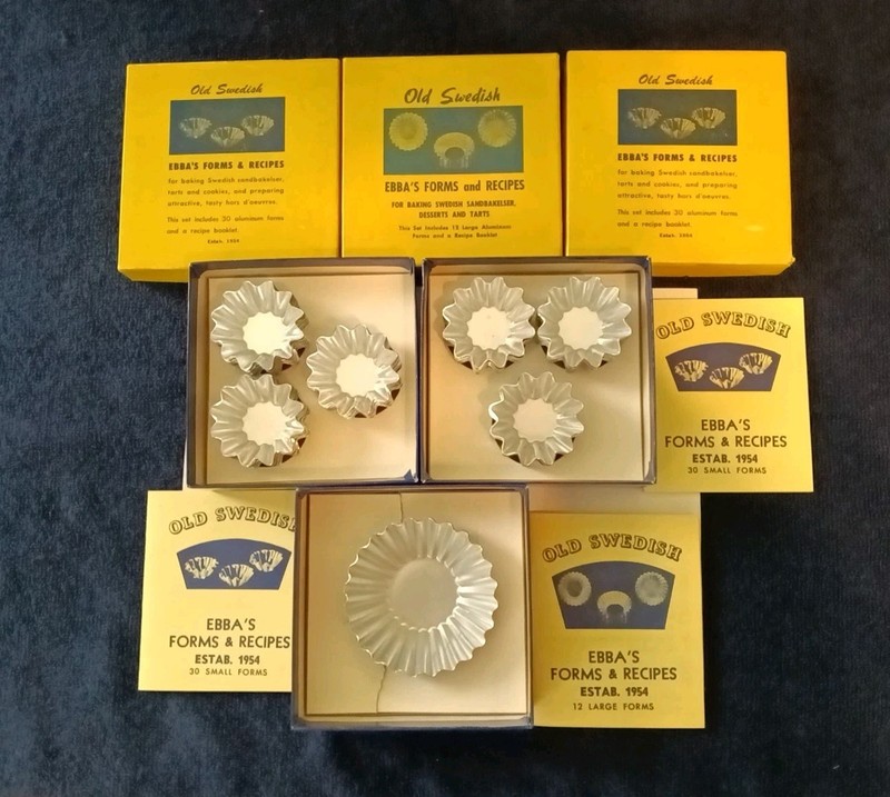 1954 Old Swedish Ebba’s Forms & Recipes 60 Small & 5 Large Aluminium Form Tins