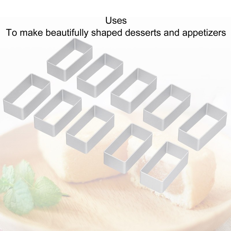 10Pcs Large Rectangle Moon Cake Molds Stainless Steel Baking Mold & Cutter Set