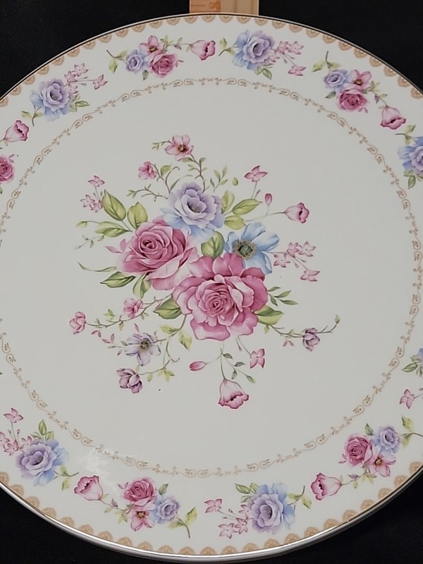 Grace Teaware Floral Bouquet Footed Cake Plate 11" x 4" NEW gallery