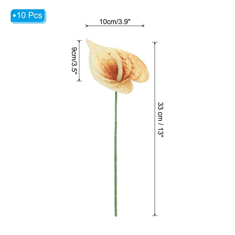 10Pcs 13" Artificial Anthurium Lily Flowers Floral Bouquet Decor, Tan gallery