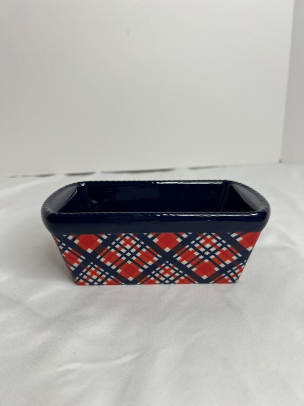 TEMPTATIONS BLUE+RED PLAID BAKING DISH