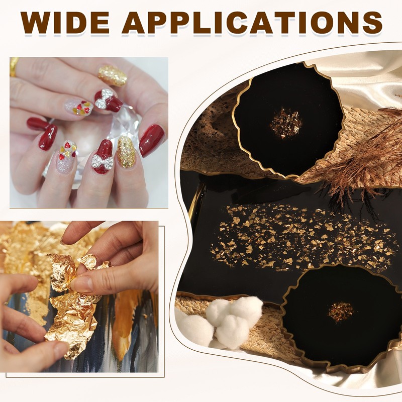 120pcs Leaf Sheets, 3.5" x 3.5" Metallic Foil Leaf Paper Gold gallery