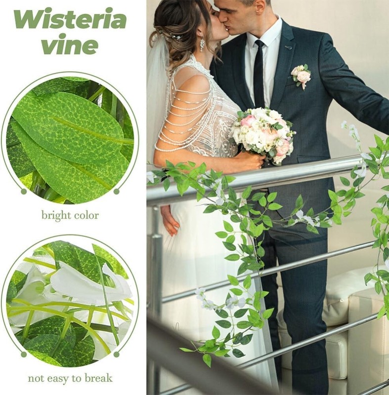 4pcs Faux Wisteria Vine – Safe, Lightweight Wedding Decor gallery