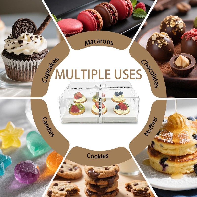 15 Pack Clear Cupcake Boxes, 6 Compartment Cupcake Container Set, Stackable P... gallery