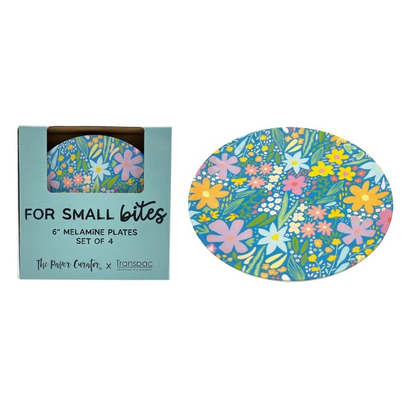 Transpac Summer Vibes 6 Inch Diameter 6 Diameter, Blue Yellow and Pink