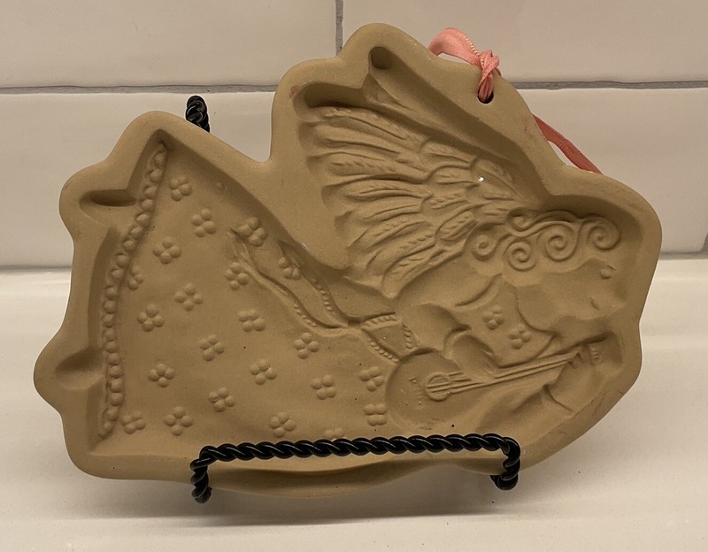 Brown Bag Cookie Art Mold Angel With Lute 1986 Hill Design Vintage Baking