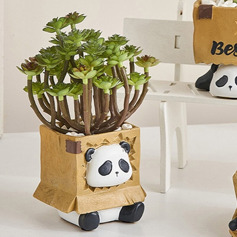 Cute Sitting Panda Shaped Hand-making Silicone Moulds for Succulent Planter Vase gallery