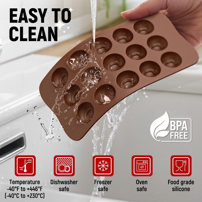 6 PCS Food Grade NonStick Silicone Chocolate Moulds For Jelly Candy Truffles gallery