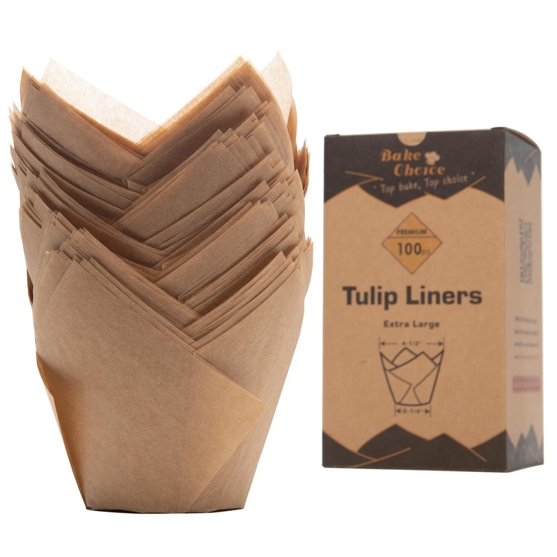 Nordic Paper 100pcs Large Size Natural Tulip Cupcake Liners for Baking Large ...