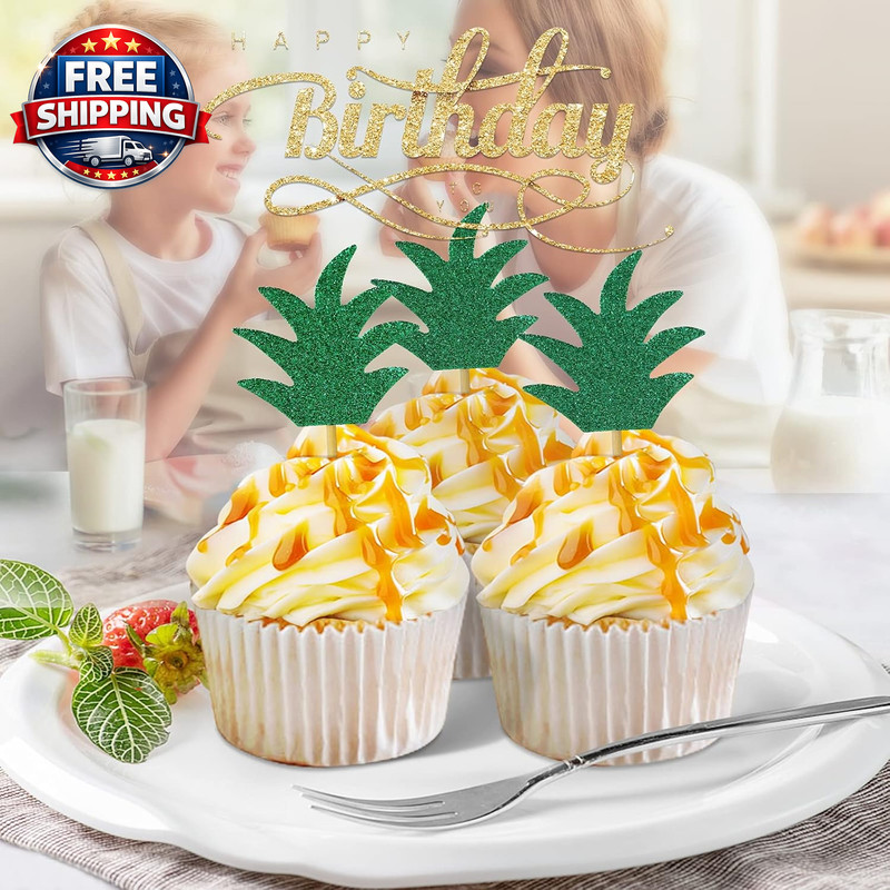 48PCS Pineapple Cupcake Donut Cake Toppers, Pineapple Cute Cupcake Picks for Sum gallery