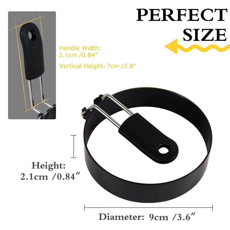 3.5" Egg Rings with Silicone Handle Stainless Steel Nonstick Cooking Mold gallery