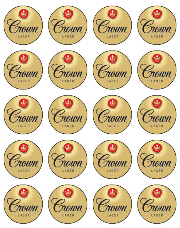 Crown Lager Beer Edible Cake & Cupcake Toppers – Wafer – Birthday Decorations