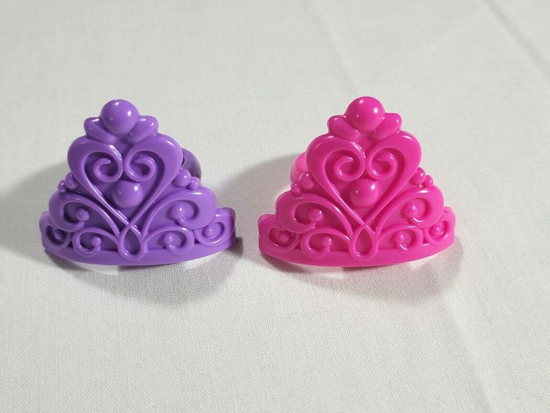 24 Princess Tiaras Pink & Purple Birthday Cupcake Toppers Rings Cake Decorating gallery