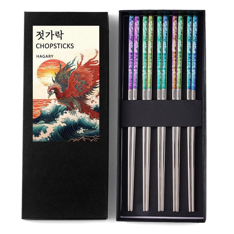 Phoenix Chopsticks Metal Reusable Designed In Korea Japanese Style Stainless …