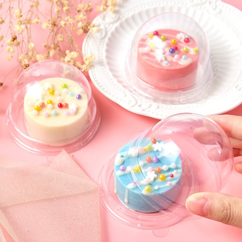 Mini Dessert Containers with Dome Lids, 100Pcs Clear Plastic Individual Ore C... gallery