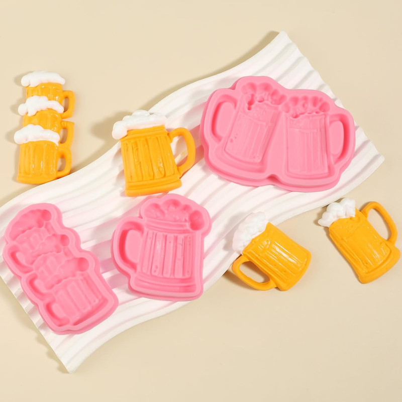 3 Pcs Beer Mug Chocolate Silicone Molds, Cute Wine Glass Shape Candy Fondant Mol gallery