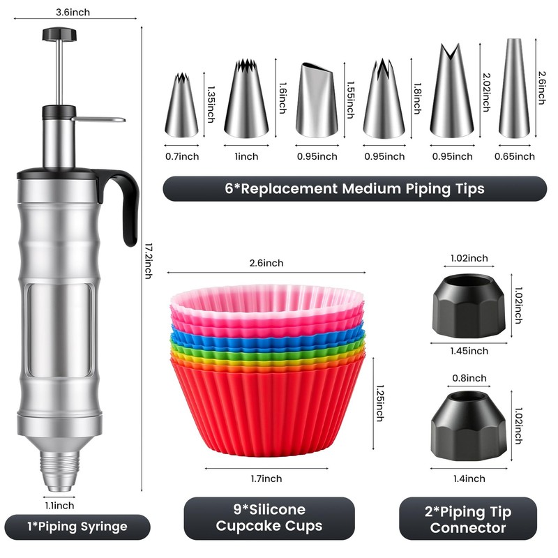 Dessert Decorating Syringe Set - Cupcake Icing Piping Kit, Cupcake Frosting F... gallery