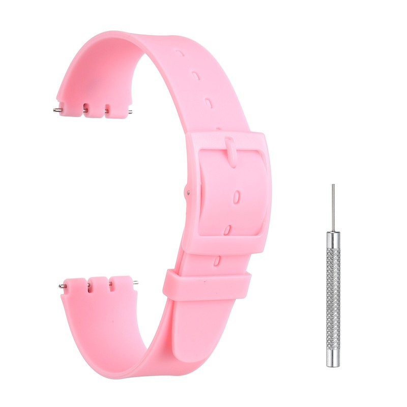 16mm Silicone Strap with Plastic Bars and Buckle, Pink for Watch