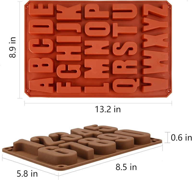 2 Pack Large Letter Silicone Mold Big Number Alphabet Crayon Chocolate Caking... gallery