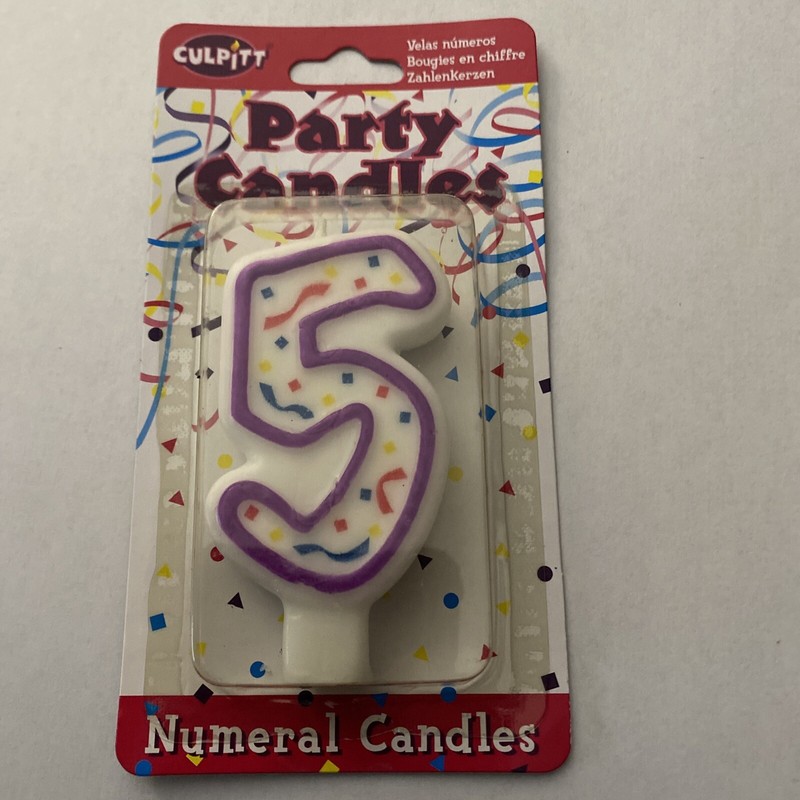 Birthday Party Cake Number Candle 5 Multicolor