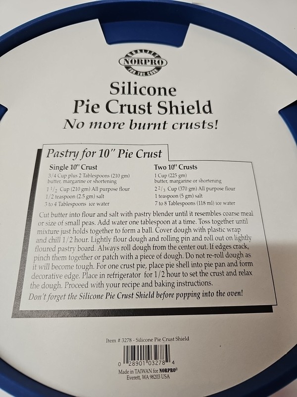 Norpro Reusable Silicone Pie Crust Shield Fits Up To 10" Prevents Burning Spills gallery