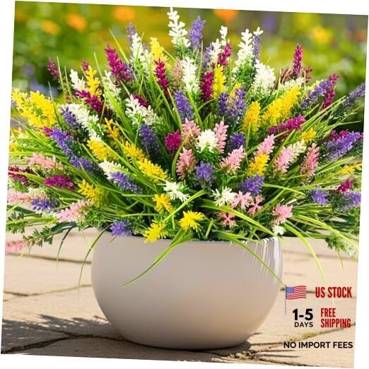 Artificial Plants Outdoor Fake Monkey Grass with Flowers 10 Bundles Mix Color