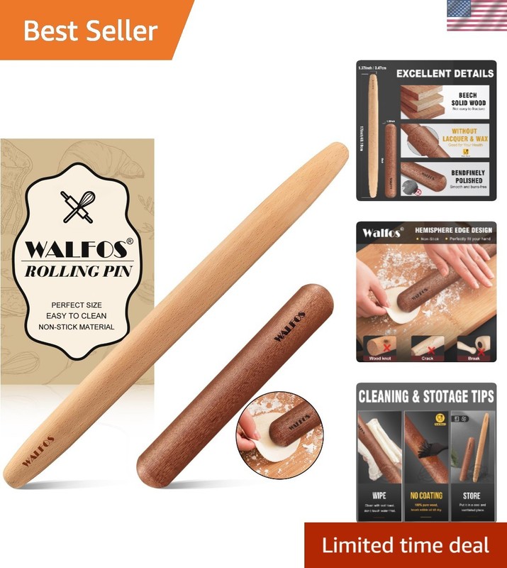Durable French Rolling Pin Set – Perfect 8 Inch and 15.7 Inch Sizes for Dough