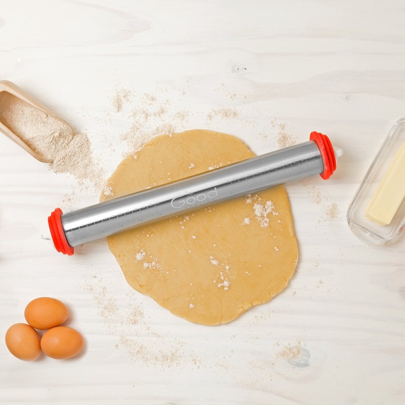 Adjustable Xl Pastry Rolling Pin W/thickness Rings Stainless Steel French Dough gallery