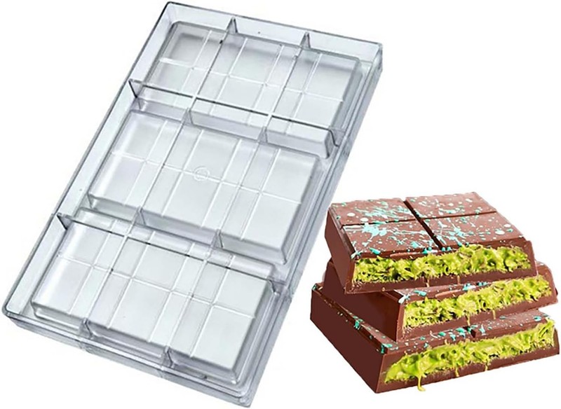 Polycarbonate Deep Filled Chocolate Bar Mold for Energy Protein Bars, Chocolate