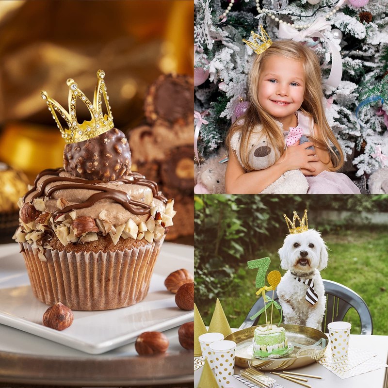 9 Pcs Crown Cake Topper Mini Gold Queen Small Small, gallery