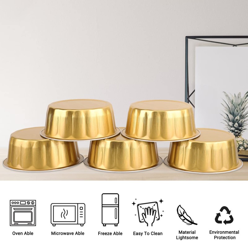 EUSOAR Aluminum Foil Cupcake Baking Cups, Gold 50 Pack 8oz Disposable Alumini... gallery