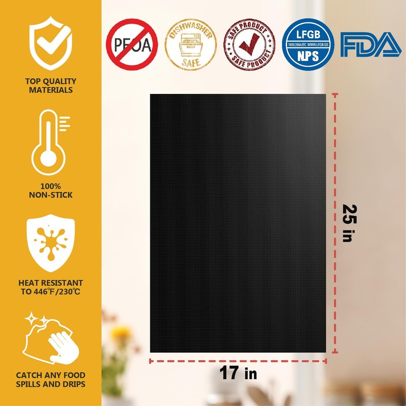 Oven Liners for Bottom of Oven, 2 Pack Large Thick Heavy 17" x 25", 2 gallery