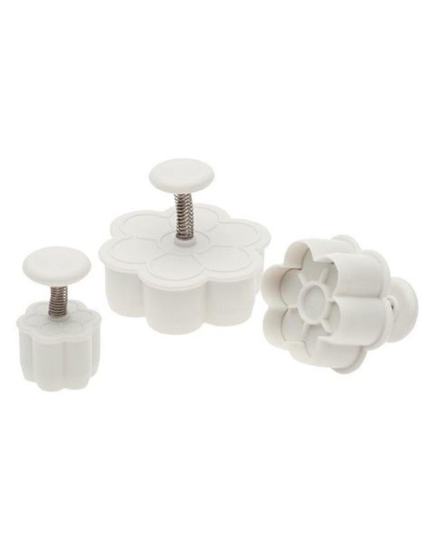 Ateco Daisy Plunger Cutters, Set of 3 Sizes, 6-Petal Flower, set 3, White