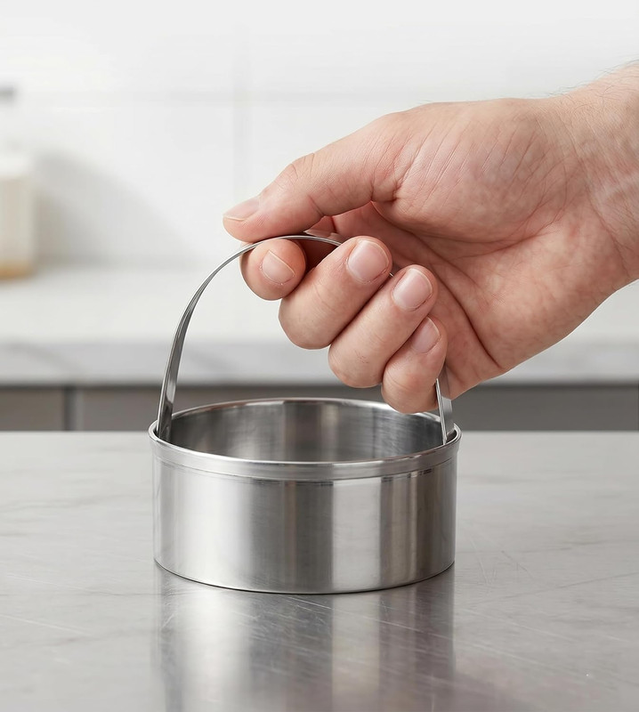 3 Pieces round Biscuit Cutter with Handle - Stainless Steel round Circle Doughnu gallery