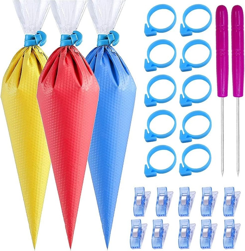 122Pieces Tipless Piping Bags 100 Disposable for Cookie Cake Decorating