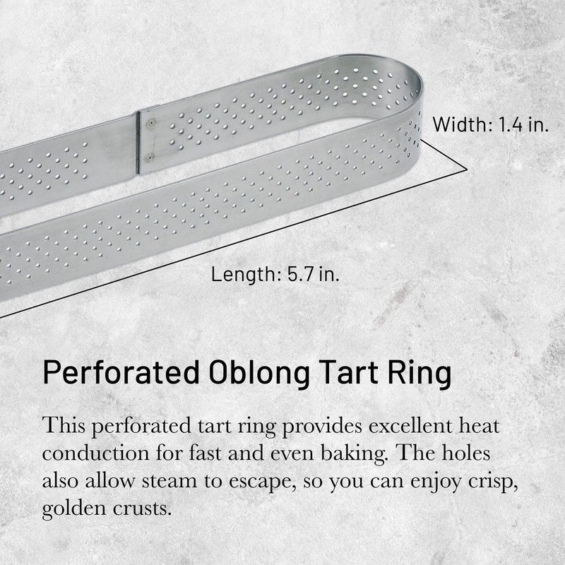 Perforated Oblong Tart Ring - 5.7” x 1.4” - Perfect for Baking Beautifully Cr... gallery