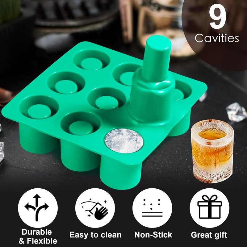 Shot Glass Silicone Molds 9-Cavity round Silicone Baking Set Chocolate Candy Ice