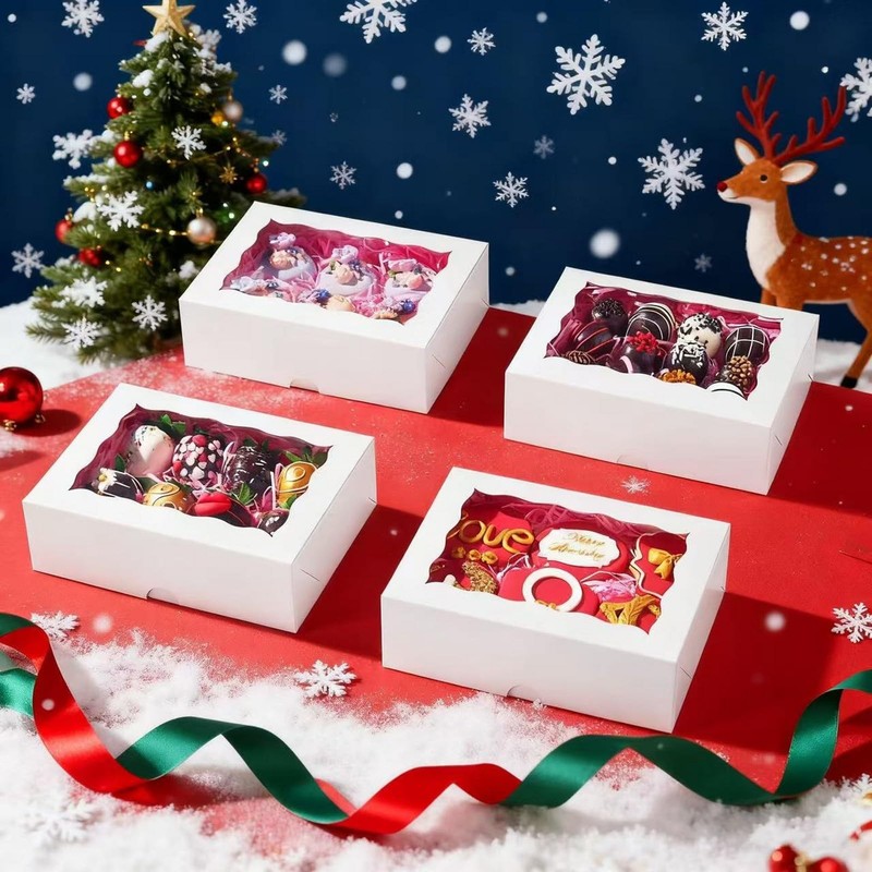 50PCS Bakery Boxes with Window (8x5x2 Inch) for Chocolate Covered Strawberries gallery