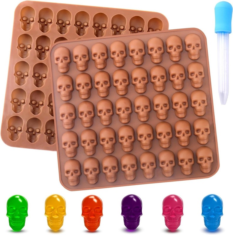 Versatile Non-Stick Skull Silicone Candy Molds - 40 Cavity Pack with Dropper gallery