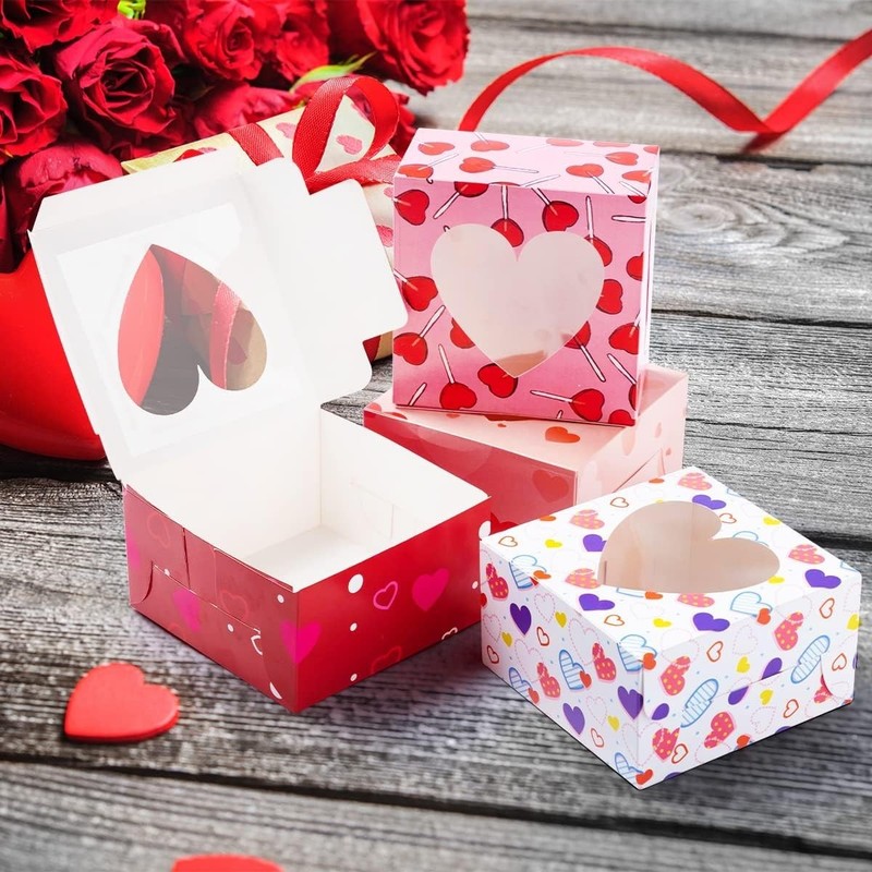 Valentines Day Cookie Boxes 24 Pcs 4.5 Inch Durable Cardboard for Sweet Treats gallery