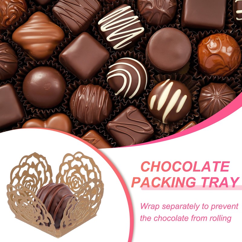 25 PCS Truffle Wrapper 4 Inch Square Cupcake Liner Baking Paper Wood gallery