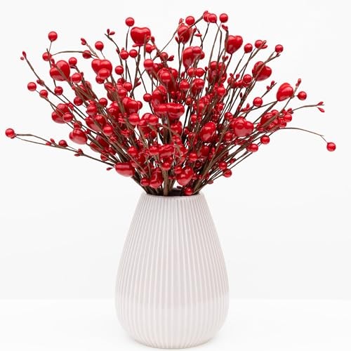 Valentines Day Decorations Floral Picks Stems - 8Pcs,16 Inch Full Red gallery
