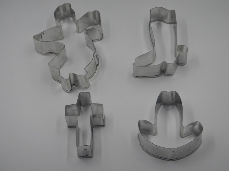 Tinplated 4 New Steel Cowboy Hat, Boot,Angel,Cross,Shape Fondant Cookie Cutter gallery